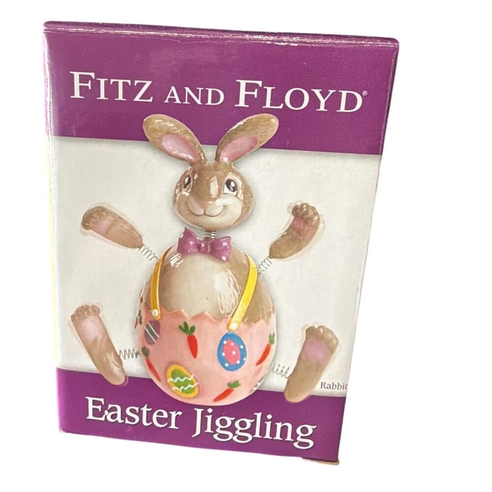 Fitz and Floyd Easter Jiggling Rabbit Spring Decor w/ Box